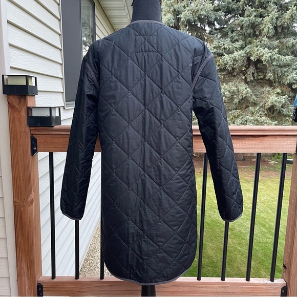 LL Bean Lightweight Quilted Chore Coat Women Small Black Jacket Barn Utility - Picture 3 of 15